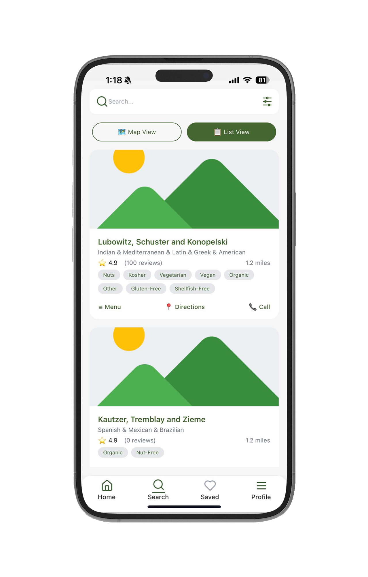 Dietary-Filtered Menu